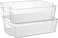 Sooyee 2-Pack Stackable Plastic Organizer Storage Bins with Handles for Kitchen, Fridge, Freezer, Pantry, Refrigerator and Cabinet Organization,BPA Free, Large
