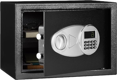 Steel Security Safe with Digital Keypad - Secure Money, Cash, Jewelry, ID Documents, 14 Litres, 35 cm W x 35 cm D x 25 cm H, Black