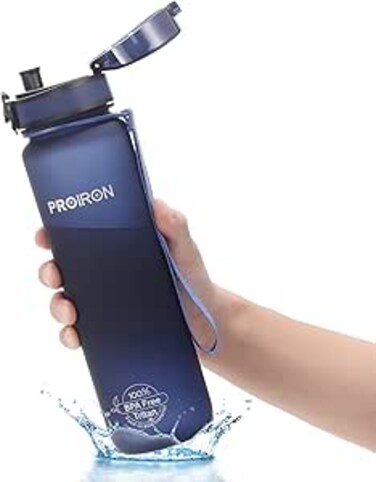 PROIRON Water Bottle 0.5L/1L Leak-Proof Drink Bottle BPA Free USA Tritan Material Gym Bottle with Protein Shaker, Flip Top Lid &amp; Removable Strainer for Fitness Cycling, Gym Camping Outdoor Sports