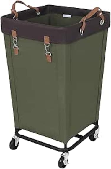 StorageWorks 160L Laundry Basket with Wheels, Large Rolling Hampers for Clothing Organizer, Dirty Clothes Basket for Hotel, Home, Closet, Dorm, Green