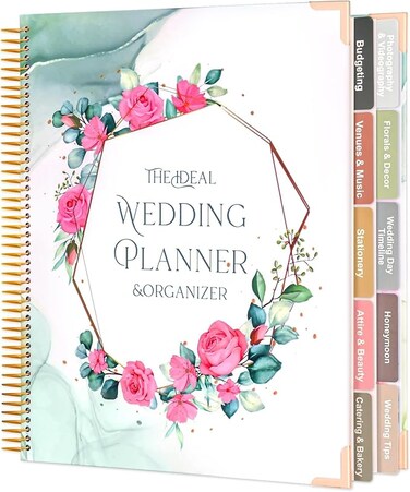 Wedding Planning Book and Organizer, 176 Page Bridal Planner, 9.2" x 11.4", Includes Stickers, Checklists, Pockets, Calendars, Perfect Engagement Gift for Brides
