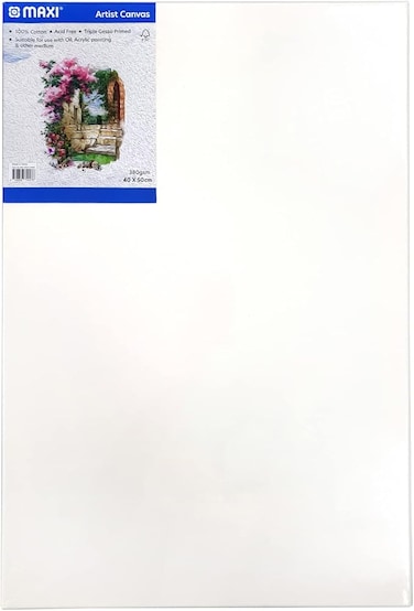 Stretched Painting Canvas Board 380 Gsm 40x50cm For Oil &amp; Acrylic Artist Drawing Paints, White, MX-CNV3-40x50