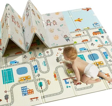 Baby Play Mat 180 * 150 * 1 CM &ndash; Baby Floor Mat, Anti-Slip Foam Playmat for Babies and Kids, Waterproof Baby Play Gym and Mat for Floor Play, Reversible Design (Bear Design)