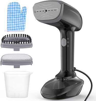 NTAYDZSW Powerful Handheld Fabric Steamer - 1800W with Fast Ceramic Heat-Up Plate, 2-in-1 Ironing &amp; Wrinkle Remover, Steam Nozzle, Lint Brush - Black, for US 120V Only