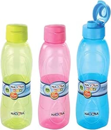 Nayasa Water Bottle 1L Set of 3 Bottles   Fridge Water Bottle - Jolly Assorted Colors (1000 ml)