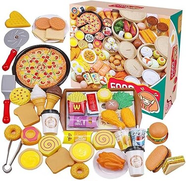 Toy for Kids, Kitchen Toy Playset for Girls, Kids Pretend Play Toys -Including Hamburger French Fries Ice Cream Hot Dog Coke for Fun &amp; Education Birthday Holiday Gift for Girls &amp; Boys- 56pcs