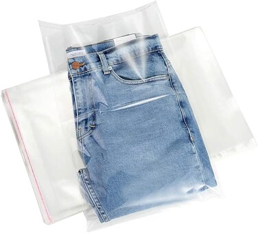 13 x 19 inches Clear Resealable Poly Mailers Bag, [50 Piece] Self-Sealing Plastic Cellophane Cello Bags for Packaging Clothing, Shirts, Decorative Wrappers, Party Favors, Artwork and More