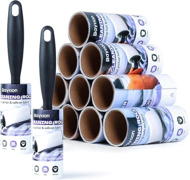 Baytion Extra-Sticky Lint Roller Kit, Refillable Lint Remover for Clothes(Total 360 Sheets + 2 Handles), Multiuse Cat Hair Remover Refill for Dust, Furniture, Pet Fluff Hair, Carpet, Bed