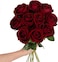 Luyue 10 Pack Artificial Velvet Roses Fake Red Rose Silk Flowers with Stem Floral Gift for Wedding Arrangement Party Home Decor-Burgandy