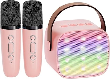 Mini Karaoke Machine for Kids Adults, Portable Bluetooth Speaker with 2 Wireless Microphones,18 Pre-Loaded Songs Toys Birthday Gifts for Girls 4, 5, 6, 7, 8+ Years Old Toddler Teens - MULTICOLOR