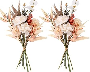 INSUNSIX 2 Bouquets Fake Flowers Artificial Flowers Bouquet for Silk Flower Arrangements Centerpiece Table Decorations Hydrangea Artificial Flowers for Wedding Bouquets Decor (Champagne)