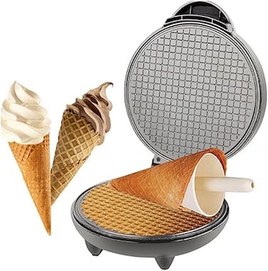 BOBVB Electric Waffle Cone Maker Machine, 1200W Ice Cream Cone Machine, Double Side Heating, Non-Stick Stainless Steel Mold, Biscuit Ice Cream Egg Rolls Dessert Baking Pan Kitchen Bakeware Tools