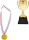 Mini Trophies and Awards Set Gold Trophy Cup and Shiny Golden Winner Medals for Kids and Adults Sports Party Favors