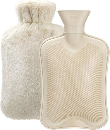 Water Bottle with Soft Cover (2 Liter) Classic Rubber Hot Water Bag for Cramps, Neck, Shoulders Pain Relief, Hot Cold Pack for Hot and Cold Therapy and Feet Warmer, Great Gift for Women and Girls