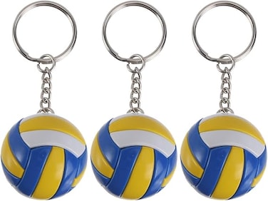 Generic 3-Pack Volleyball Keychains, Round Volleyball Keyrings for Backpacks, Sports Party Favors, Unisex Youth, Orange