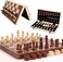 Wooden Chess Set   15.4 Inches Magnetic Chess Set   Travel Chess Set for Adults and Kids Portable Folding Board Game Set with Handmade Felted Chess Pieces - Felt Interior - Piece Holders
