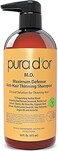 PURA D'OR Anti-Hair Thinning Shampoo - Dandruff &amp; Thinning Hair 0.9% KETO-CONAZOLE &amp; 0.5% Coal Tar, Biotin Shampoo for Dry &amp; Itchy Scalp, Sulfate Free, Men &amp; Women, 16 Fl Oz (Packaging May Vary)