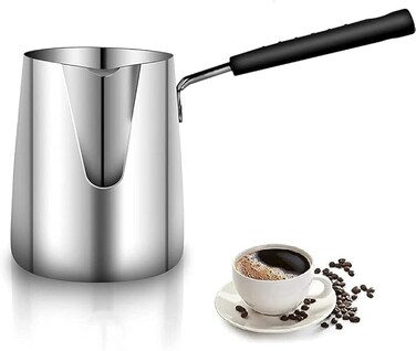 600ML/20oz Turkish Coffee Pot &ndash; 304 Stainless Steel Coffee and Butter Warmer, Premium Milk Warmer and Milk Pot with Spout