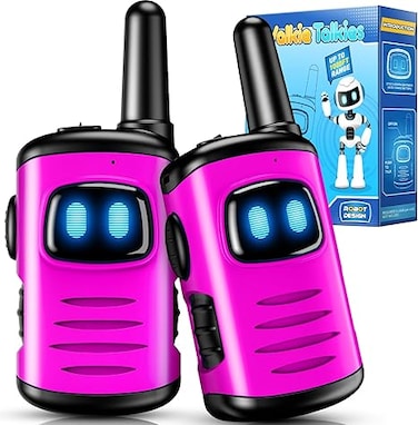 Kids Walkie Talkies Toys for Girls: comedyfun Mini Robots Walkies Talkies Pink 2 Pack Birthday Gifts for 3 4 5 6 7 8 Year Old Girls Toys Age 4 5 6 7 8 Camping Outdoor