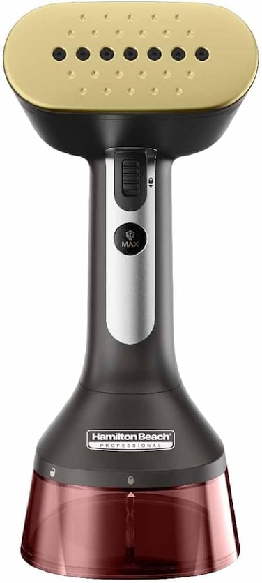 Hamilton Beach Professional Handheld Garment Steamer with fabric brush, Upto 1740W and 28g/min powerful steam flow, 2 steam modes, 300ml capacity, ergonomic handle, 6ft cord, 11590-ME