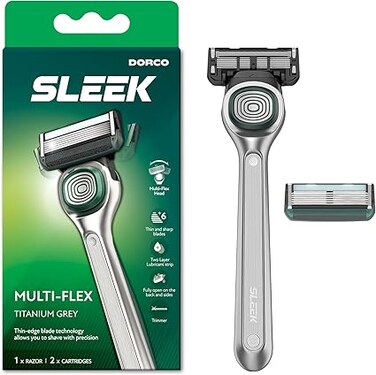 DORCO SLEEK Razor with Multi-Flex Technology, 1 Handle + 2 Blades