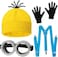 4 Pcs Costume for Kids Girls Boys Adults,Cartoon Role Play Dress Up Accessories-Yellow Beanie Hat/Goggles/Gloves/Suspenders for Holiday Birthday Halloween Christmas Dress Up,Gifts for Girls Boys (B)