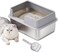 CENXI Stainless Steel Cat Litter Box with Lid, Large Covered Litter Box for Cats, Metal Litter Pan Tray with High Wall Sides Enclosure, Anti-Leakage, Non-Sticky