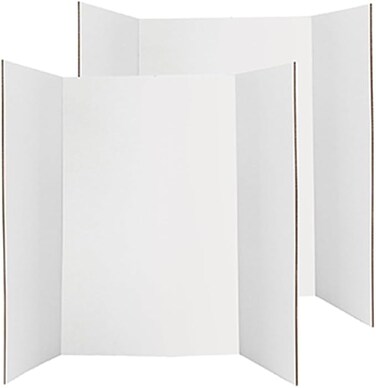 Tri-Fold Presentation Board   Size36"x48"(90cmX120cm)   Lightweight Corrugated Portable with Smooth Surface For School Projects and Business presentations   Pack of2pcs