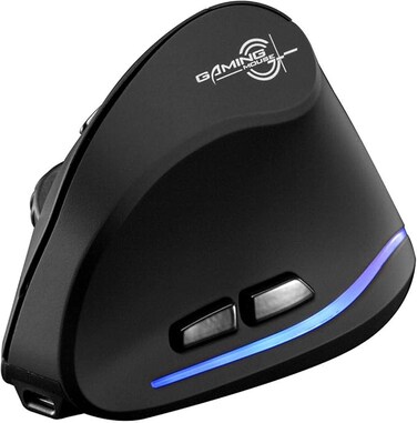Rechargeable Ergonomic Mouse,2.4G USB Optical LED Vertical Wireless Mice with 3 Adjustable DPI 1000/1600/2400 and 6 Buttons for Laptop, PC, Computer, Desktop, Black