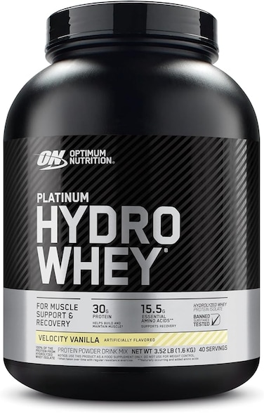 Platinum Hydrowhey Protein Powder, 30 Grams of Protein for Muscle Support, 100% Hydrolyzed Whey Protein Isolate Powder - Velocity Vanilla, 3.52 Lbs, 40 Servings (1.6 KG)