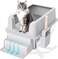 Supreouts Stainless Steel Cat Litter Box, Enclosed Litter Box with Lid Large Metal Litter Box for Big Cats, High Sided Kitty Litter Box Anti-Leakage, Non-Sticky, Easy Cleaning
