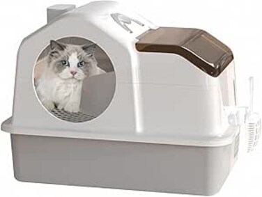 LENND Large Cat Litter Box,Large Covered Cat Litter Box,Large Collapsible Cat Litter Box, Xl Litter Box For Big Cats Or Multi-Cats Household,Easy Installation,