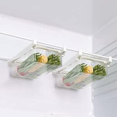 2 pcs Fridge Drawer Organizer, Refrigerator Organizer Bins, Freely Pullable Refrigerator Storage Box, Clear Container for Food, Drinks, Fit for Fridge Shelf Under 0.6" (2 Drawers)