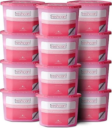 freshcant Compact Moisture Absorber By CILICAnT Refresh Every Place, Dehumidifier for Wardrobe/Closets, Storage Compartment, Kitchen, Cupboard, Almirah, Shoe Rack, Bathroom, (Rose pack of 12)