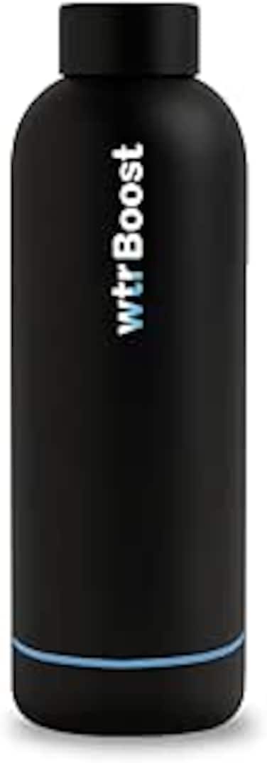 wtrBoost Matt Black Insulated Stainless Steel Water Bottle - 500ml Flask for Hot or Cold Beverages, Gym Bottle, &amp; Everyday Hydration
