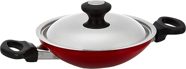 Appachatti with Stainless Steel Lid, 20 cm, Red