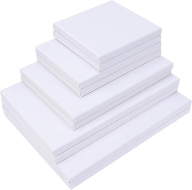 Stretched White Blank Canvas Artist Canvas Board Wood Painting Panel Boards for DIY Drawing 10 Pcs