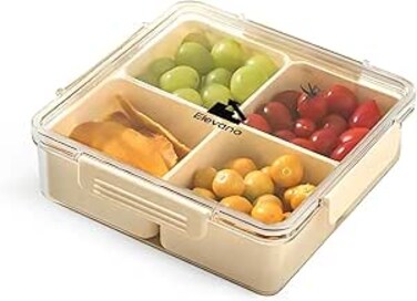 Elevano Fridge Storage Box with Handled Lid   Keep Fresh and Healthy   Leak-Proof   Box Fridge   Kitchen Storage Organizer   Ideal for Dry Grains, Fruits, Vegetables, and Sauces (1, Square)