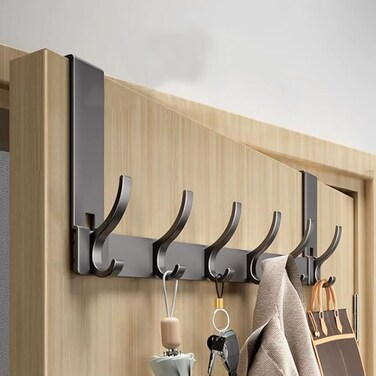 Over The Door Hooks, 12-Hook Door Hanger Organizer for Bathroom &amp; Bedroom, Heavy Duty Over Door Towel Rack, Coat Hat Bag Hanger with Rust-Resistant Hooks, Space-Saving Home Storage Solution