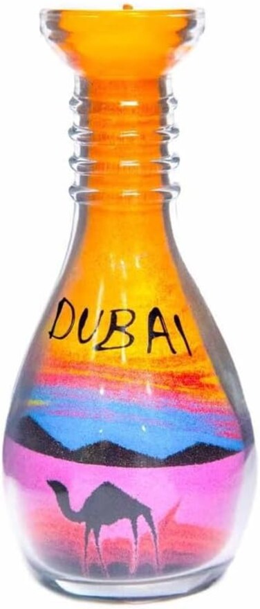 Personalised Sand Bottle Round, Sand Bottle Art Decorative Souvenir, Dubai Art Multicolour