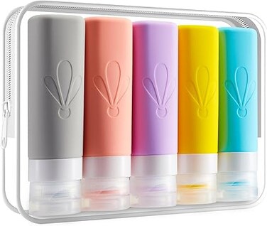 INSFIT Travel Bottles for Toiletries, TSA Approved 90ml Travel Size Containers, BPA Free Leak Proof Squeezable Silicone Tubes for Shampoo Conditioner Lotion Soap with Labels