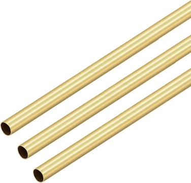 Brass Round Tube, 5mm OD 0.2mm Wall Thickness 300mm Length Metal Seamless Straight Tubing for DIY Crafts Model 3pcs