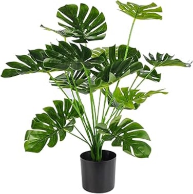 Artificial plants, Artificial Tree, Faux Monstera Tropical Palm Tree with Pot for Indoor Outdoor Home Office Garden Houseplants Decor Wedding Party, Fake Swiss Cheese Plant（70CM）