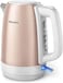 Philips Daily Collection Kettle - 2200W, 1.7L Capacity, Spring Lid, 0.75m Cable - HD9350/96 Rose Gold Metallic/White