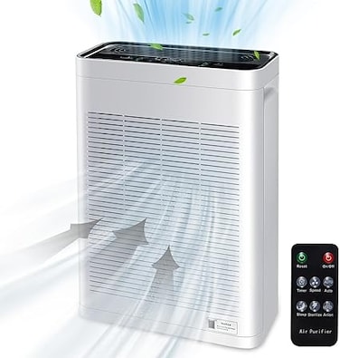 PINREK Air Purifier for Home Large Room and Office, Up to 100㎡, True HEPA Smart Air Filter with PM2.5 Intelligent Air Quality Sensor, Sleep Mode, Timer, Removes 99.97% Pollen, Allergy, Dust, Pet Hair