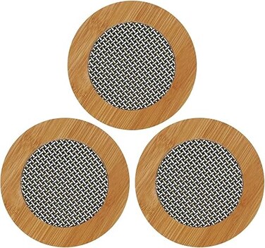3 PACK Bamboo Wooden Coaster Heat Table Pad, Round Shape Pot Holder, Dining Table, Hot Utensils, Bowl,Tea Cup, Office, Home