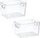 FCG Home - Clear Plastic Refrigerator Storage Organizer Bins, Food Storage Container Box with Handles, Fridge Freezer Pantry Kitchen Cabinet (2, Large)