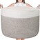 TYCOM Laundry Hamper Cotton Rope Basket Woven Laundry Basket for Blankets Storage Hamper with Handle Comforter Cushions Storage Bins Thread Blanket, Towels, Home Storage - White Light Brown