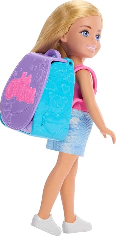 Barbie Family &amp; Friends Cupcake Baking Backpack Blonde Chelsea Doll, Wearable Backpack with Baking Play Pieces