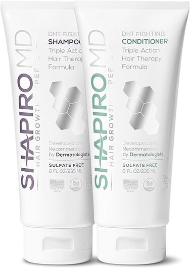 Hair Loss Shampoo and Conditioner   All-Natural DHT Blockers for Thinning Hair Developed by Dermatologists   Experience Healthier, Fuller &amp; Thicker Looking Hair &ndash; Shapiro MD   1-Month Supply 1 Month
